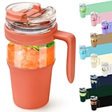 Stylish Glass Tumbler with Straw for smoothies and iced beverages